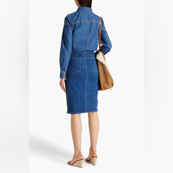 VERONICA BEARD Nazia Belted Denim Midi Pencil Skirt - Picture 3 of 11